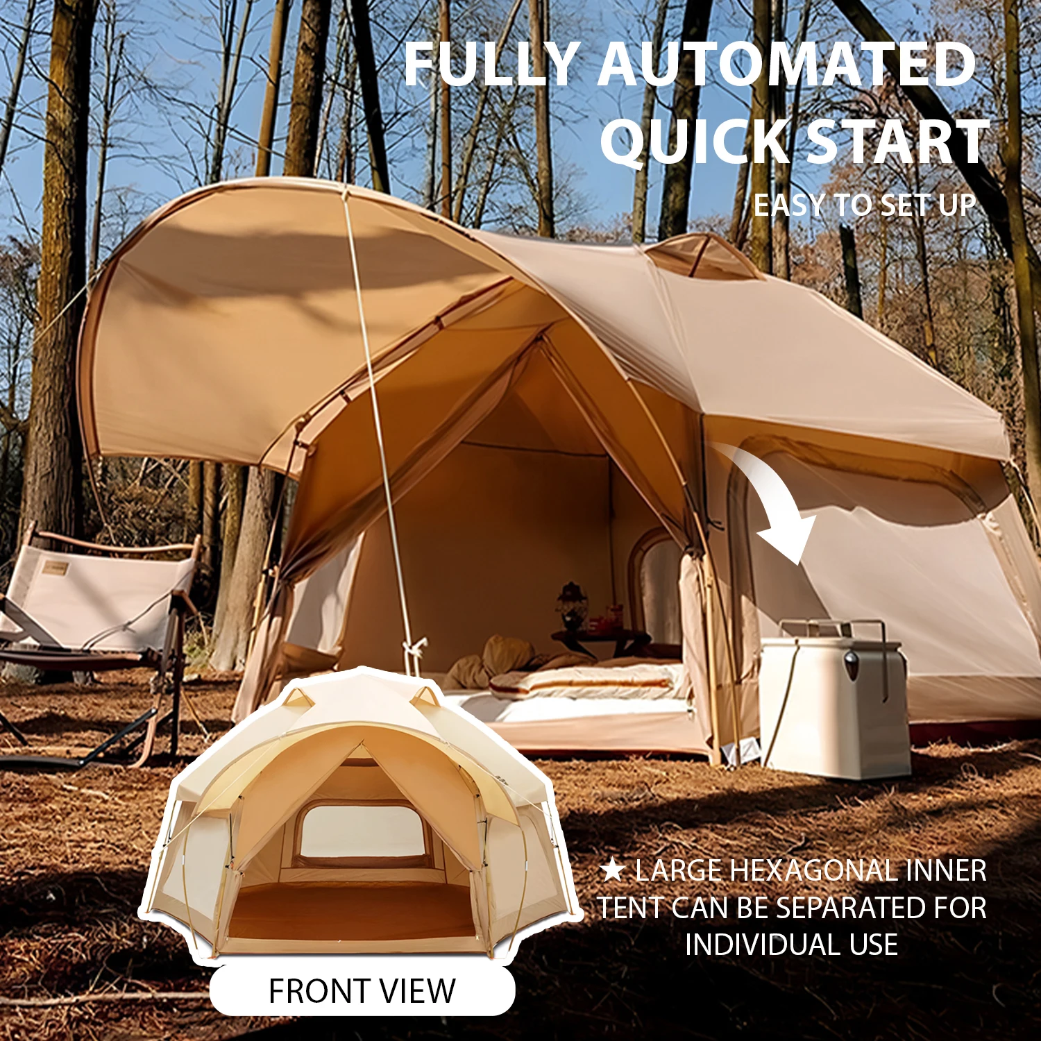 105.49 Square Feet Automatic Tent for Camping,6-8 People Automatic Instant Pop Up Tent,Waterproof,Glamping Tent
