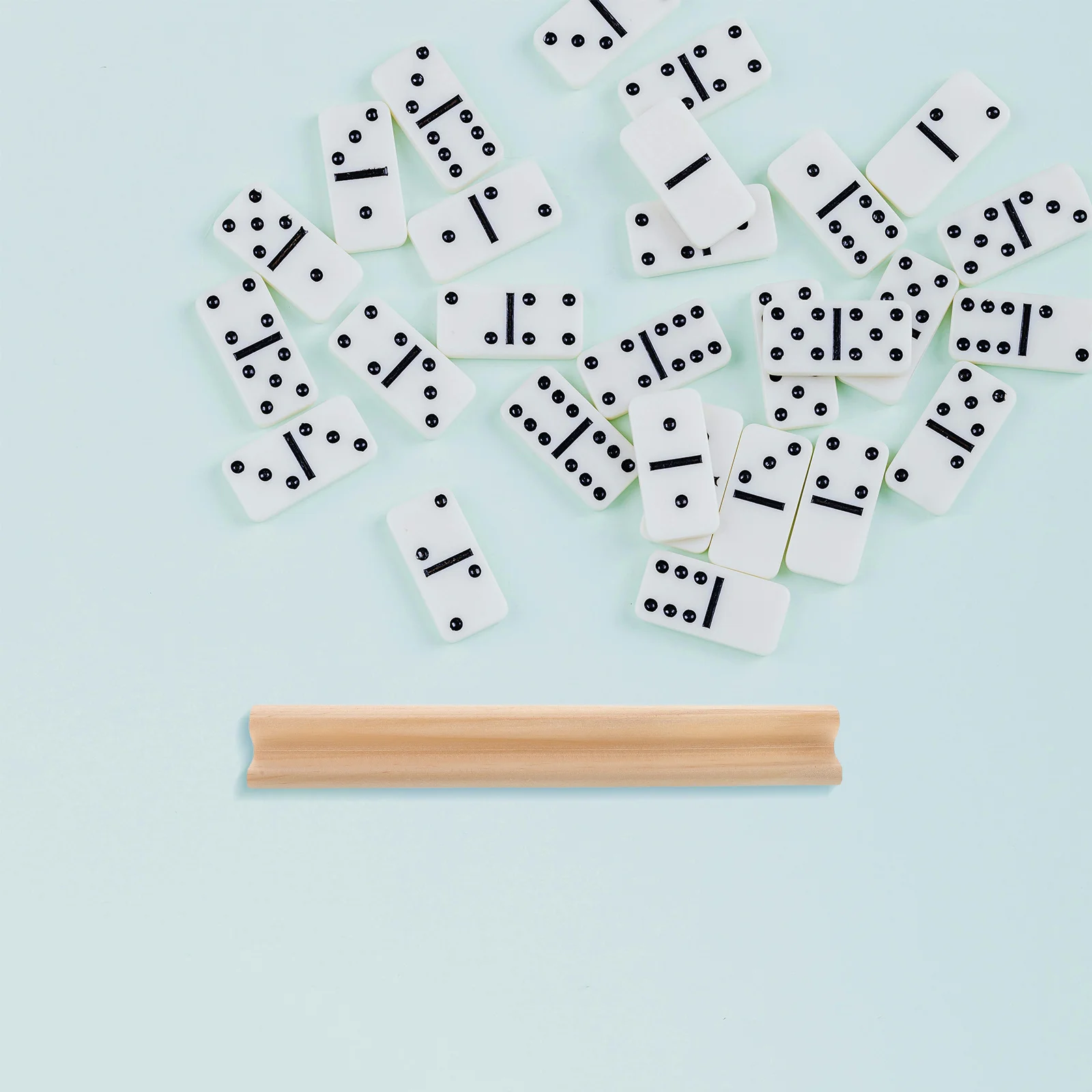 19 cm houten spelrek voor domino's en lettertegels Mahjong houder Mexicaanse trein displaybasis natuurlijke houten afwerking