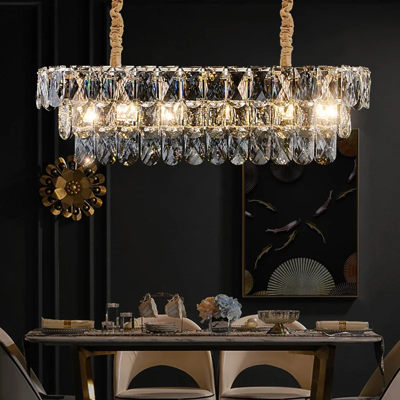 

Modern Big Crystal Led Pendant Lights Living Dining Room Decor Luxury Led Pendant Lamp Villa Lobby Gold Hanging Light Luminaire