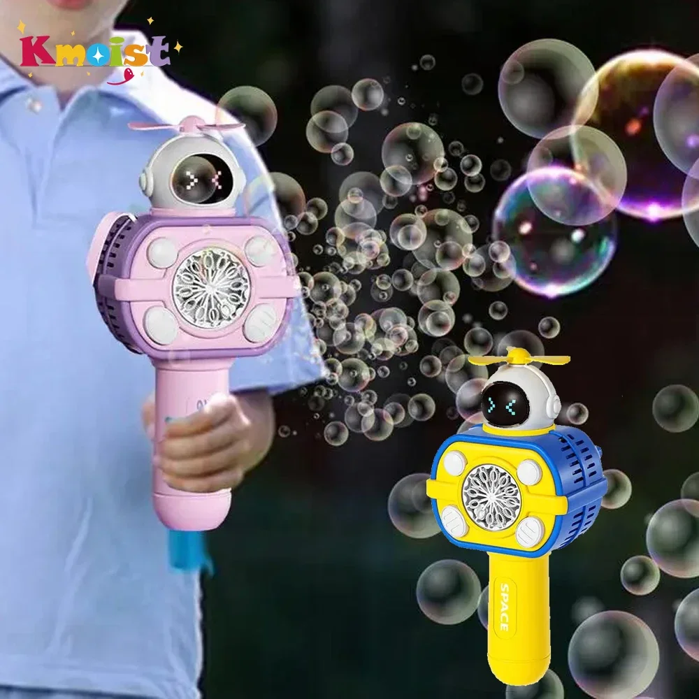 Bubble Gun Rocket Bubbles Machine Fully Automatic Shape Spaceman Soap Blower With Light Boys Girls Kids Toys Childrens Day Gift