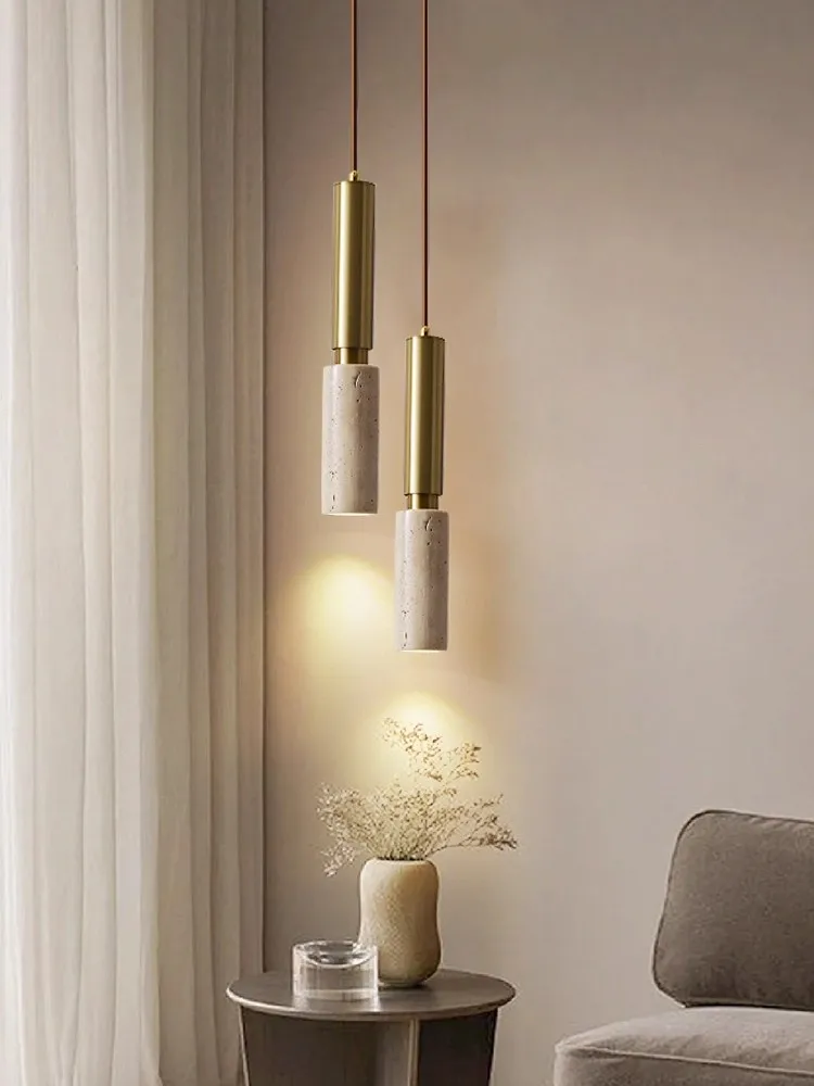 

Modern Travertine Columnar Ceiling Lamp Nordic bedroom hanging pendant light coffee table dining table living room home decor