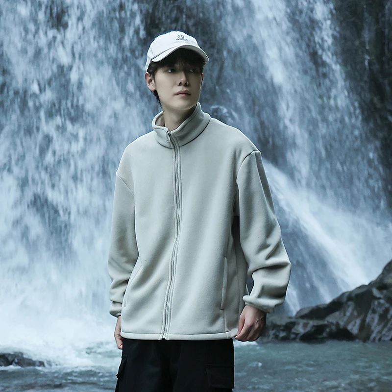 

Новое унисекс осенне-зимнее толстое теплое парное уличное флисовое пальто свободная повседневная спортивная флисовая куртка с воротником-стойкой