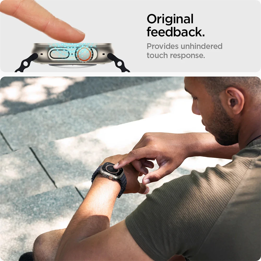 Spigen 2 Stück gehärtetes Glas Displayschutzfolie Glas.tR EZ Fit, entworfen für Apple Watch Ultra 3 Ultra 2 Ultra 10 9 8 49MM 46MM 45MM – Detail 8