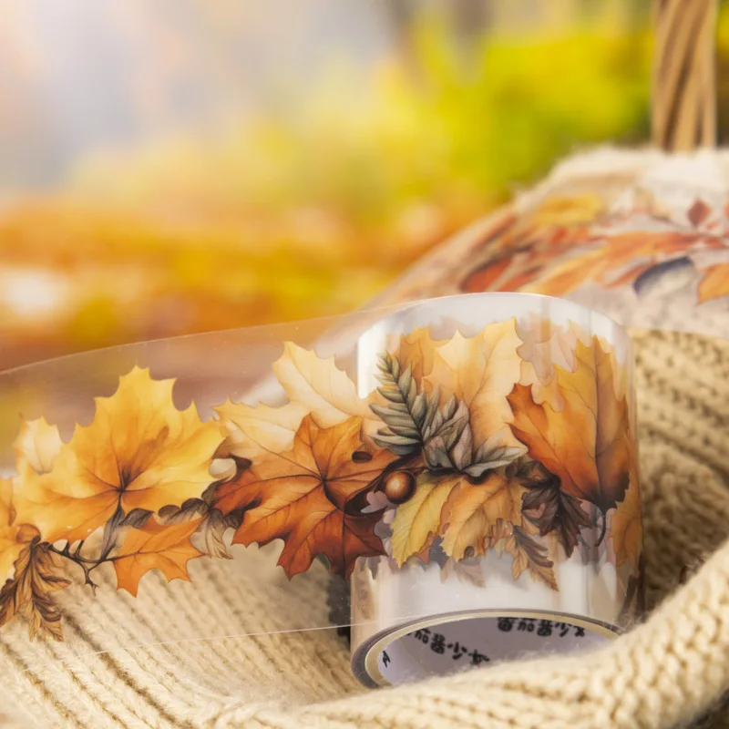 45mm*2m Transparent PET Autumn leaves Plant Tapes DIY Scrapbooking Decor Photo Album Collage Journalling Materials Stickers