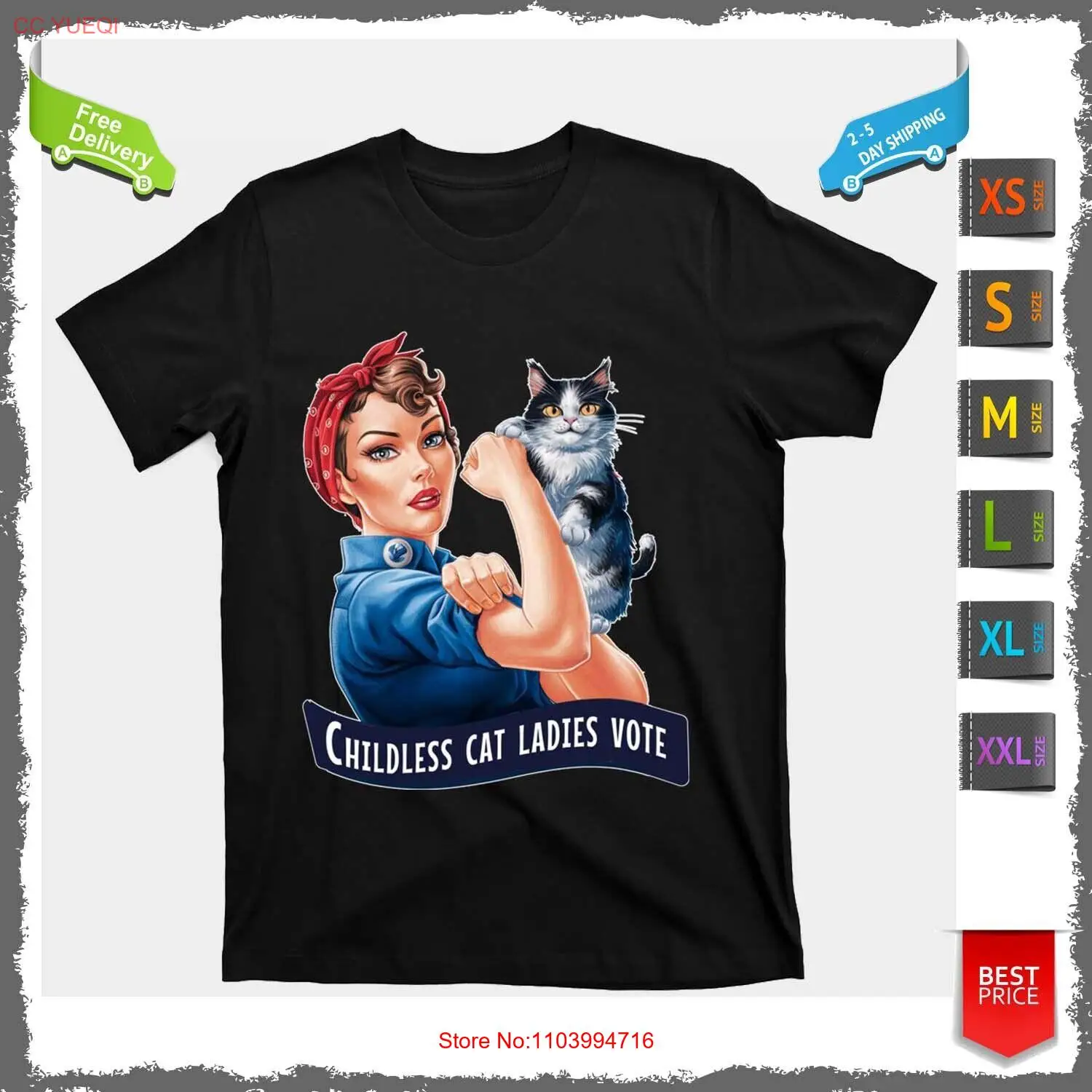 Childless Cat Ladies Vote Rosie The Riveter T-Shirt For Men