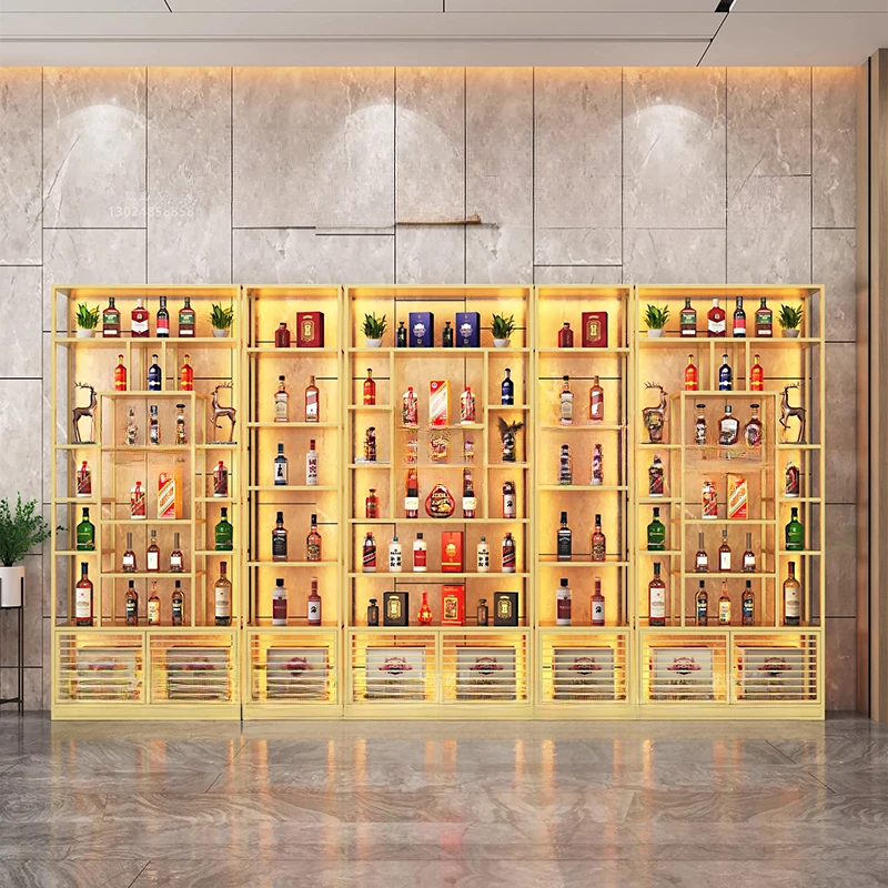 

Luxury Cabinet Wine Rack Floor Display Column Wedding Living Room Storage Square Cabinet Wine Rack Lattice Mobiletto Furniture