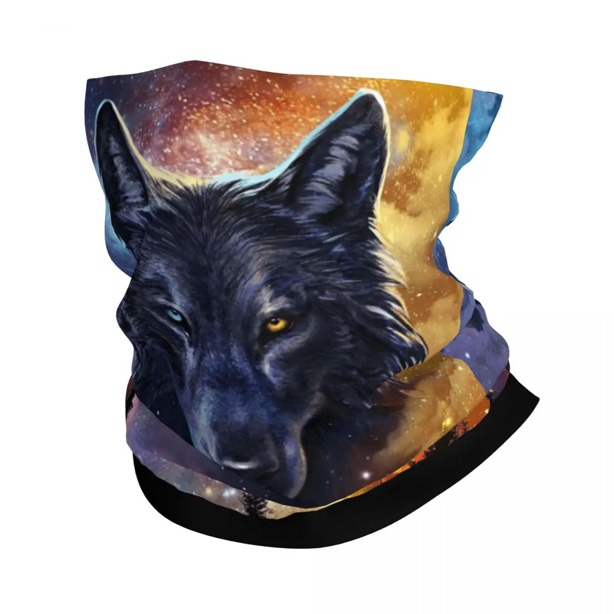 Animal Wolf Moon Neck Gaiter Men Women UV Protection Winter Bandana Scarf for Cycling