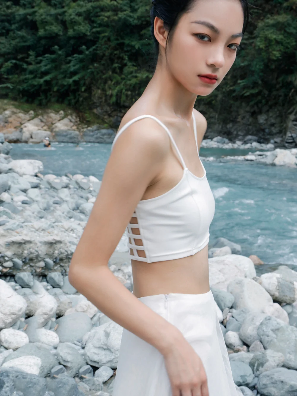 

Sexy ort Sexy Csole Tank Top Women Summer Cotton Blend Fabric with Chest Pad Outerwear Base Layer Bla White Straps