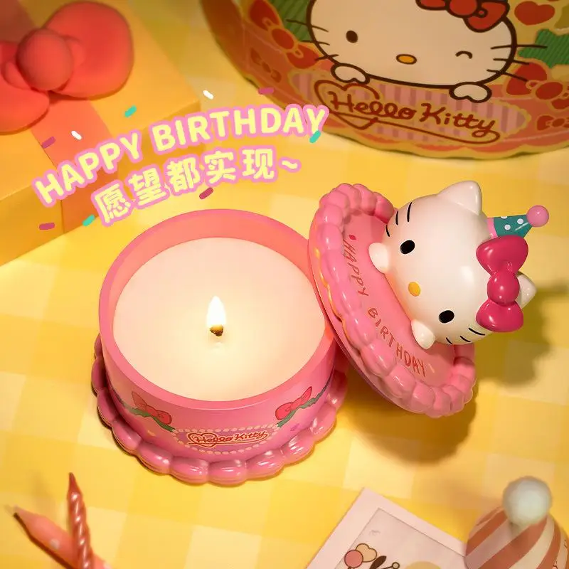 Candle Cake Shape Sanrios Aromatherapy Cute Girl Heart Hellokitty Melody Pochacco Indoor Household Birthday Decoration Gifts Box