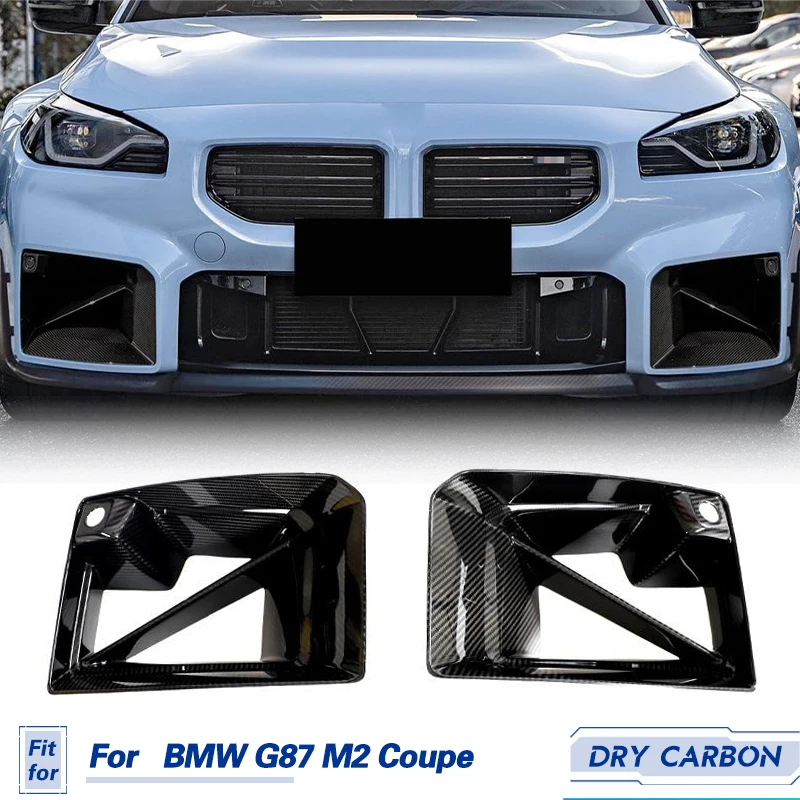 

Car Front Bumper Air Vent Trims Dry Carbon for BMW G87 M2 Base Coupe 2-Door 2023 Racing Air Vents Fins Fog Lamp Cover