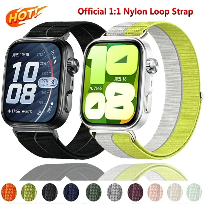 Offizielles 1:1 Nylon-Schlaufenarmband für Huawei Watch Fit 5 Pro 4 Pro Sport, atmungsaktives Armband für Huawei Watch 5/4/3, Gürtelzubehör