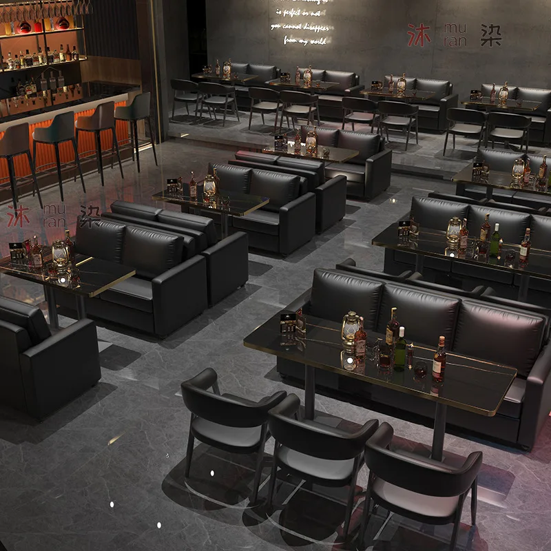 

-Industrial Style Bar Restaurant Bar Barbecue Shop Table And Chair Set Night Club Small Pub KTV Milk Tea Shop Booth Sofa