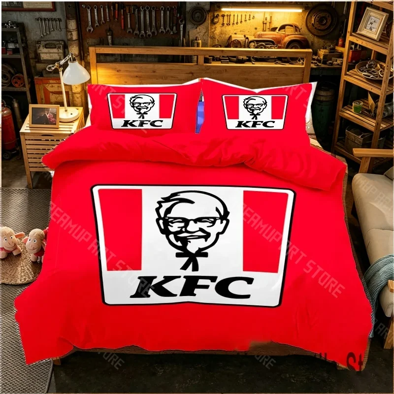 3D Printed KFC Logo Food Bedding Set for Boys Girls Duvet Cover And Pillowcase Included Twin Queen King Full Single Double Sizes