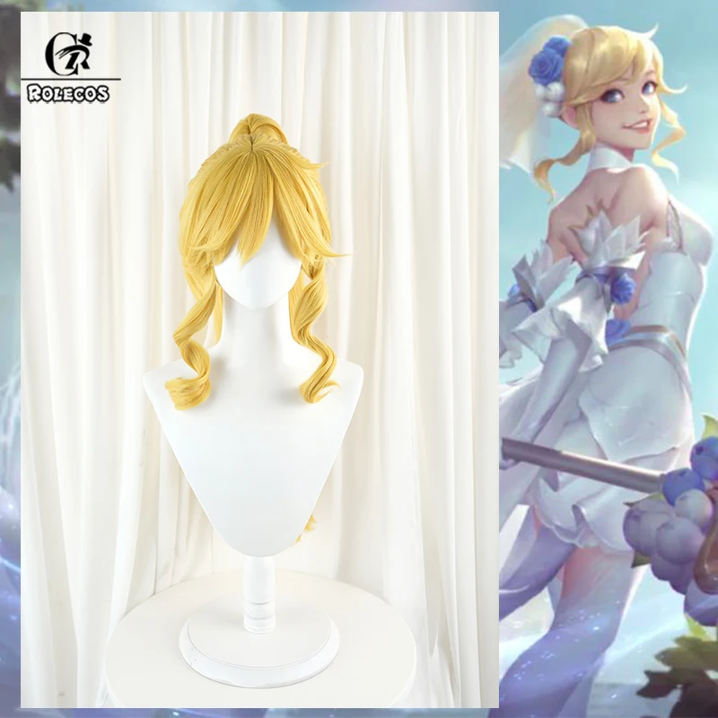 

Парик для косплея ROLECOS LOL Crystal Rose Lux, золотистый волнистый женский парик с хвостиками, термостойкие синтетические волосы