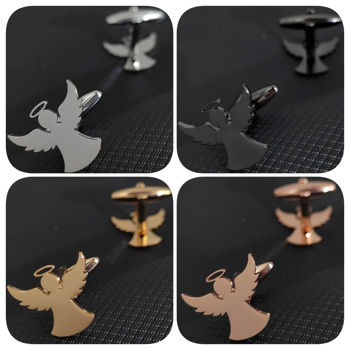 

Punk-style stainless steel angel cufflinks, high-quality party cufflinks, French suit shirt and evening dress accessories