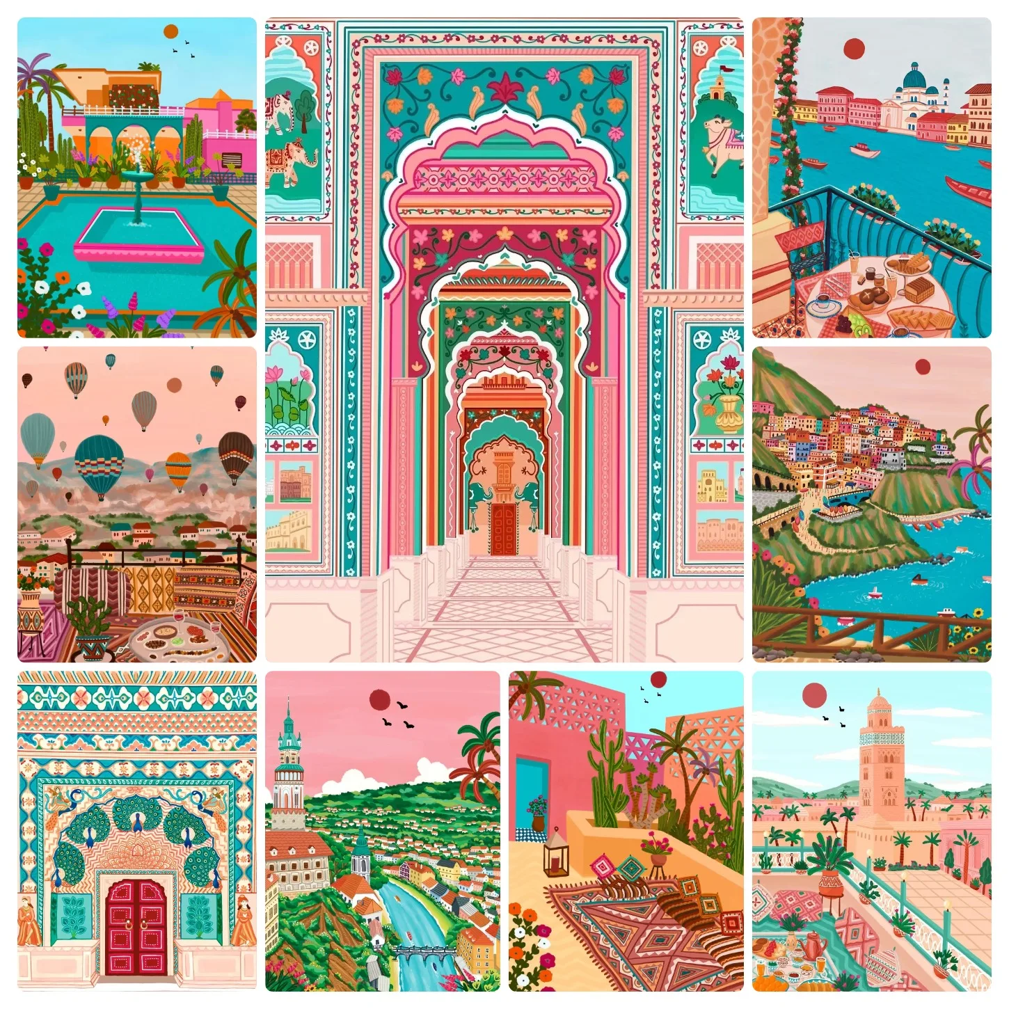 Jigsaw Puzzle 1000 Pieces Puzzle Morocco Exotic Architecture Paper Puzzle Decorative Painting Exercise Brain Thinking Home Decor