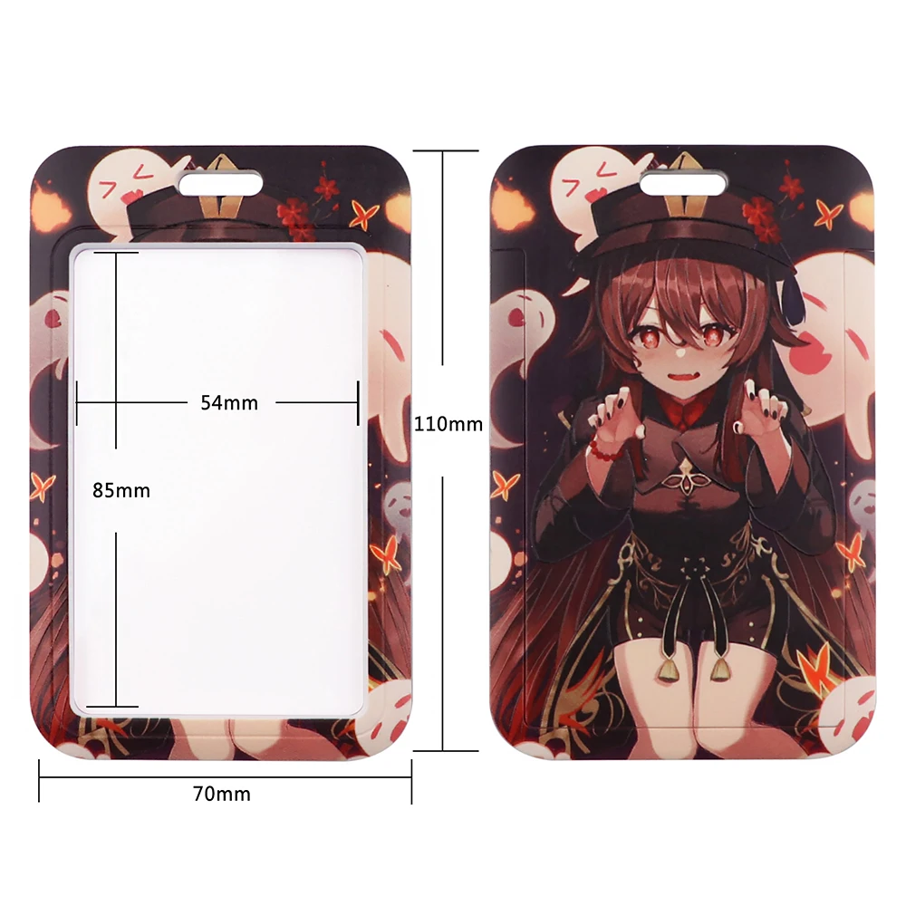 Game Figure Hu Tao Lanyards Keychain Badge Holder ID Credit Card Pass Hang Rope Lariat Strap for Keys Anime Accessories Gifts