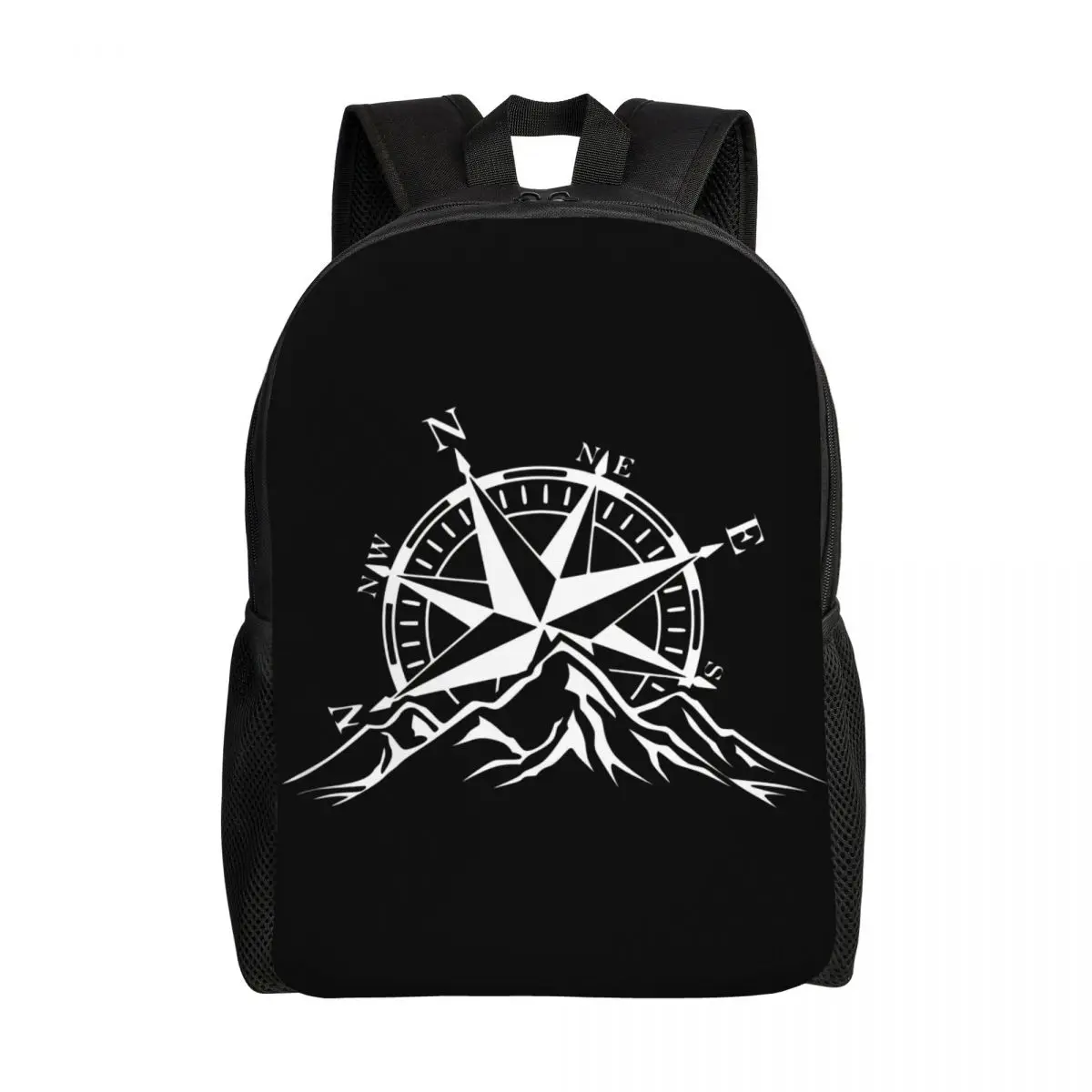 

3D Print Compass Rose Mountain Backpacks Girls Boys Nautical School College Travel Bags Women Men Bookbag Fits 15 Inch Laptop