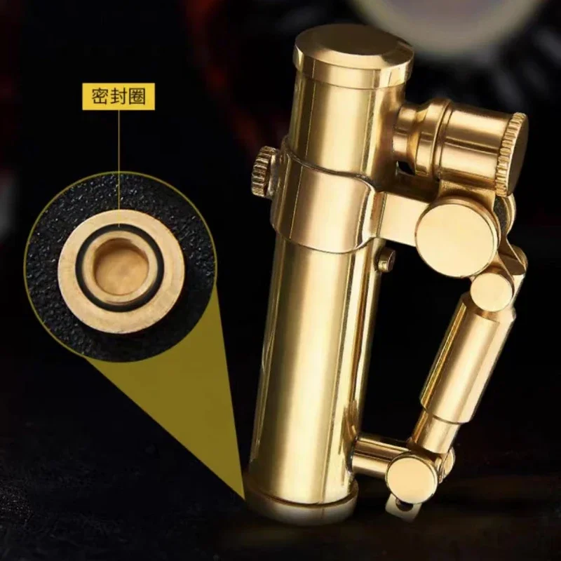 Shaped Brass Retro Train Automatic Mechanics Creative Ditch Kerosene Lighter Gasoline Ignition Unusual Gift Collection