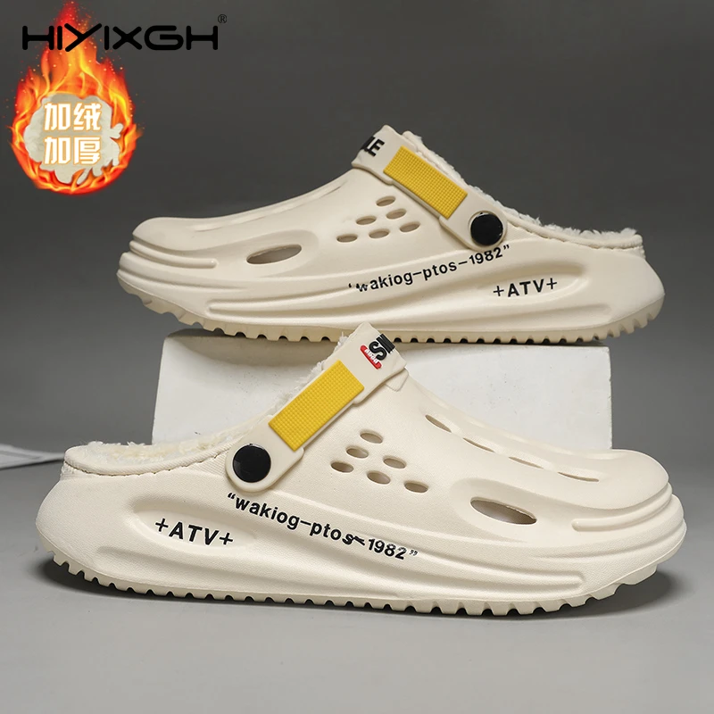 

Men Women Cotton Slippers Winter Plush Fur Clog Warm Furry Slippers Couple Indoor Home Cotton Shoes Garden Sandals Fluffy Slides