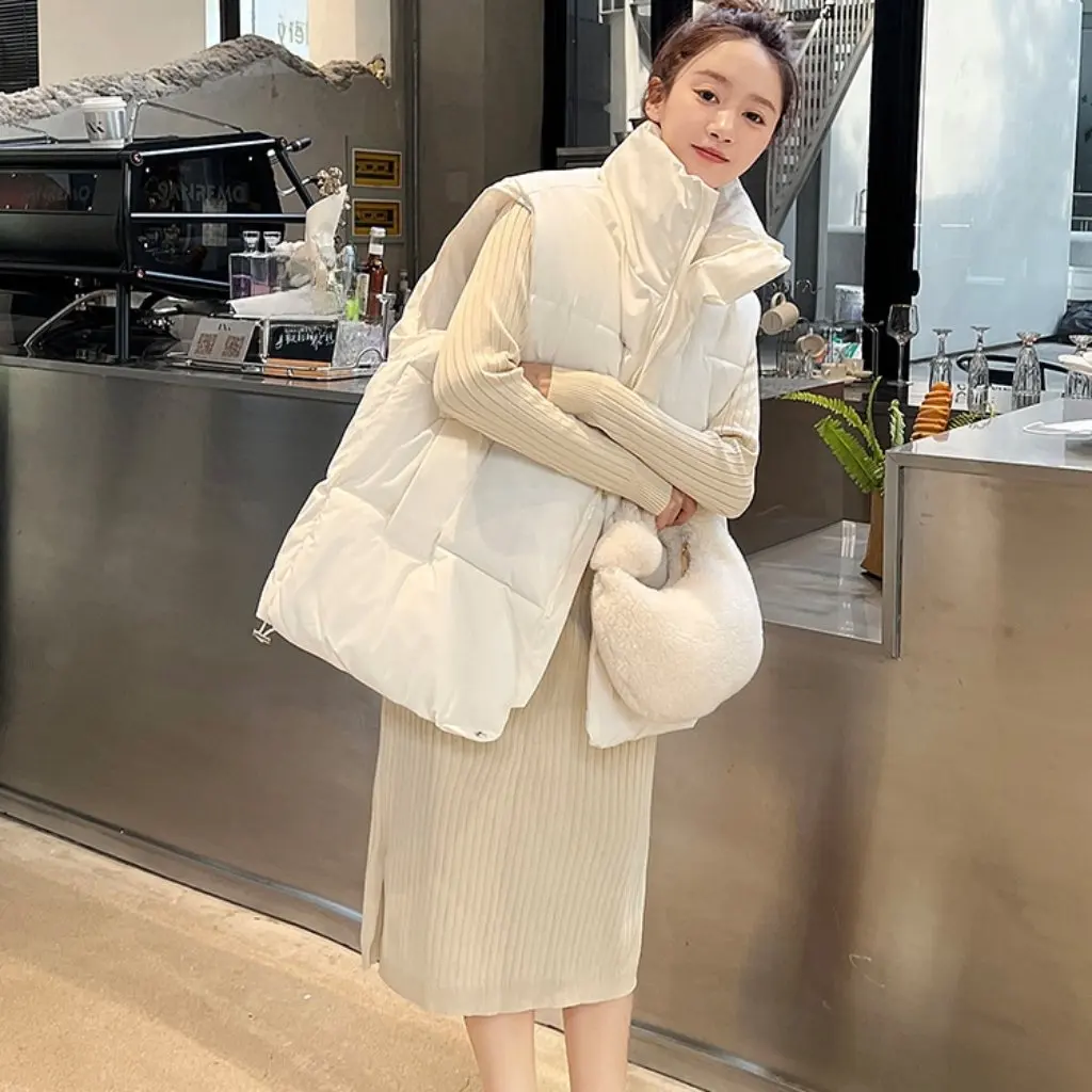 

Женский пуховый хлопковый жилет, свободный верхний жилет на осень-зиму, популярное модное пальто