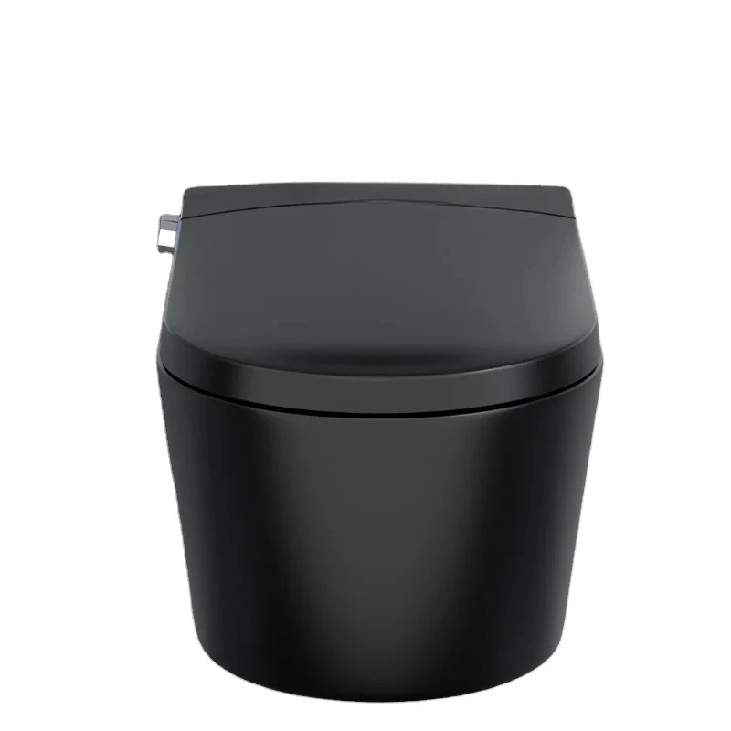 

Auto Open Wall-Hung Toilet Black Smart 110V/220V Remote Control Automatic Flushing Elongated Washroom Accessory Included