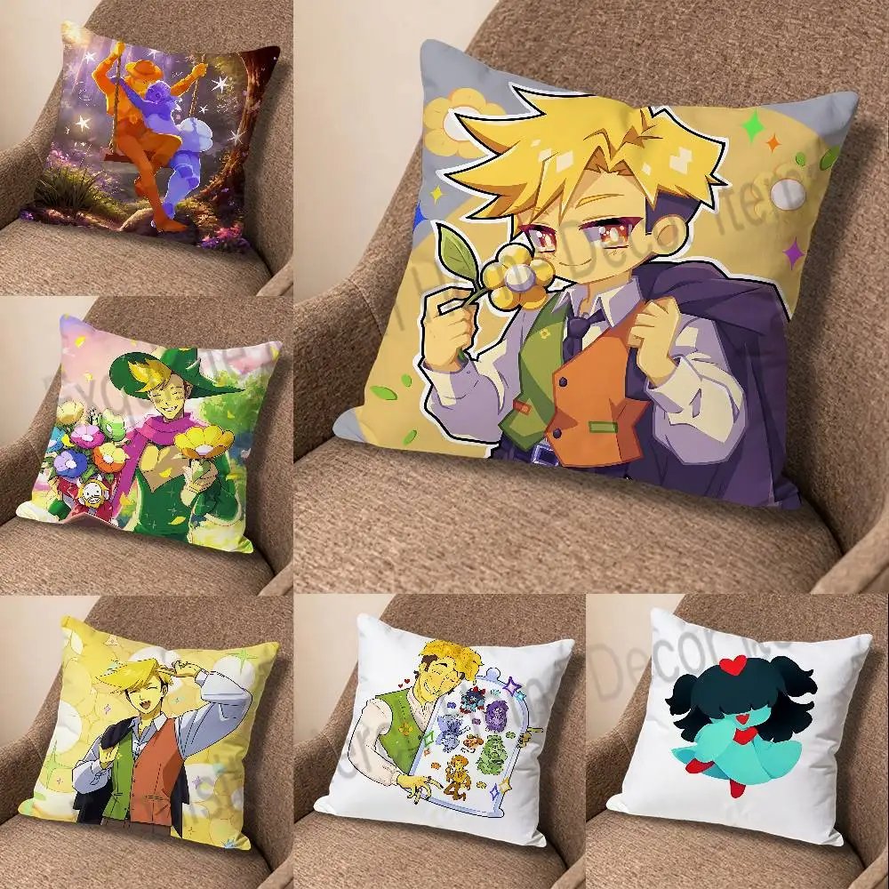 D-Deltarune Flowery Print Pillow Case Aesthetic Bedroom Decor 30x30 40x40 45x45 50x50 60x60 65x65cm