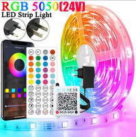 Dc 24V Bluetooth Led Lights Strip 5M 10M 15M 20M 30M 40M Wall Led Room Rgb Light With 44 Key Controller Smd 5050 Ribbon Tape