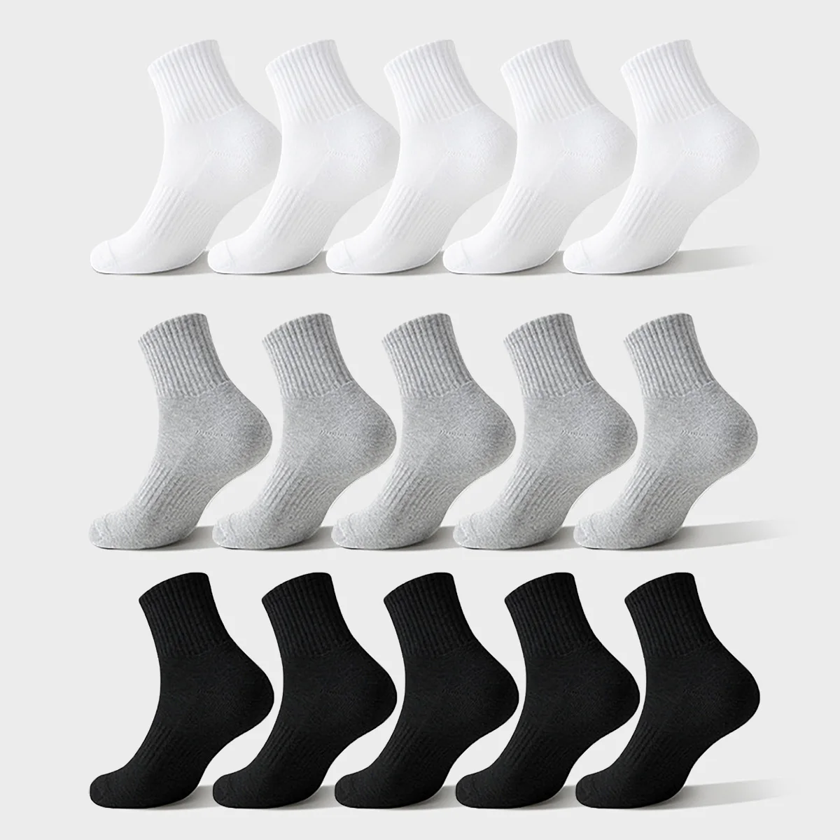 

1/5 пар женских и мужских черно-белых спортивных носков с подушкой для бега, рабочих спортивных носков, однотонные повседневные мягкие дышащие носки