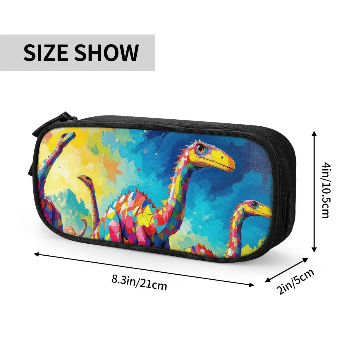 Vibrant Colorful Graffiti Dinosaur Themed Pencil Cases for Students School Pen Box Pencil Bag Large Capacity Pencil Pouch
