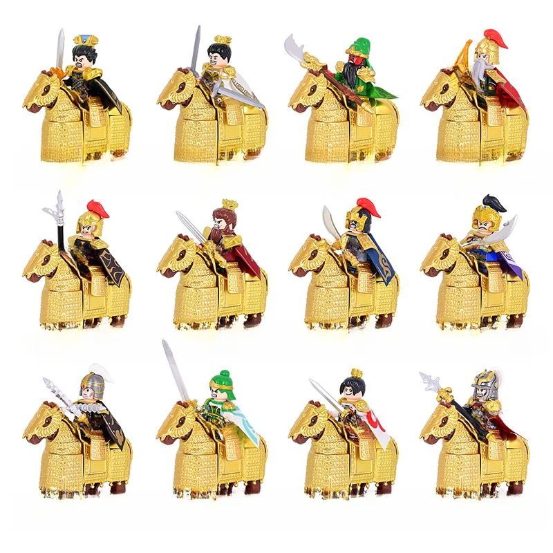 MOCThe Three Kingdoms Soldiers Hero SoldierWar-Horse Knights Weapon Brick Mini Action FigureBuilding Blocks Toy for Kids Gift