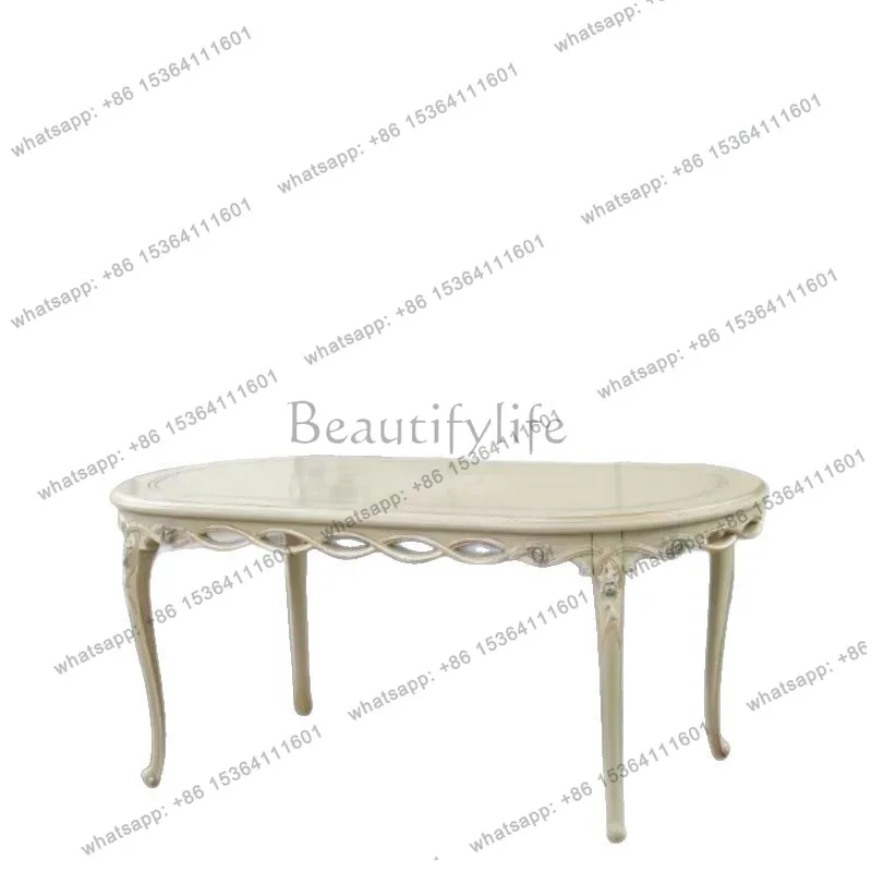 

European solid wood dining table simple cold style court oval dining table