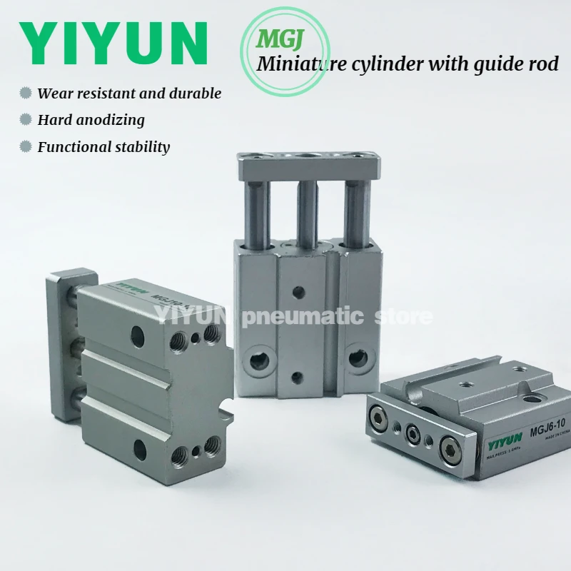 

MGJ6-5 MGJ6-10 MGJ6-15 MGJ6-20 MGJ10-5 MGJ10-10 MGJ10-15 MGJ10-20 Микроцилиндр YIYUN с направляющим штоком серии MGJ пневматический 5 шт.