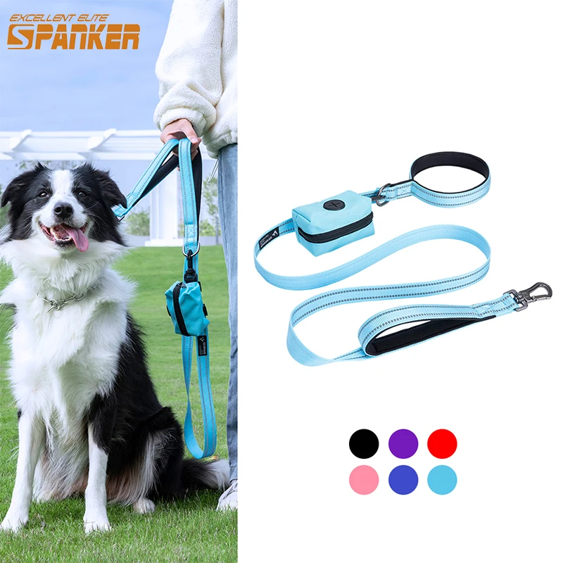 Pet Leash with Food Pouch Dog Walking Traction Rope Hands-Free Pets Bungee Leash Dog Feed Bowls Storage Bag Adjustable Mini Bag