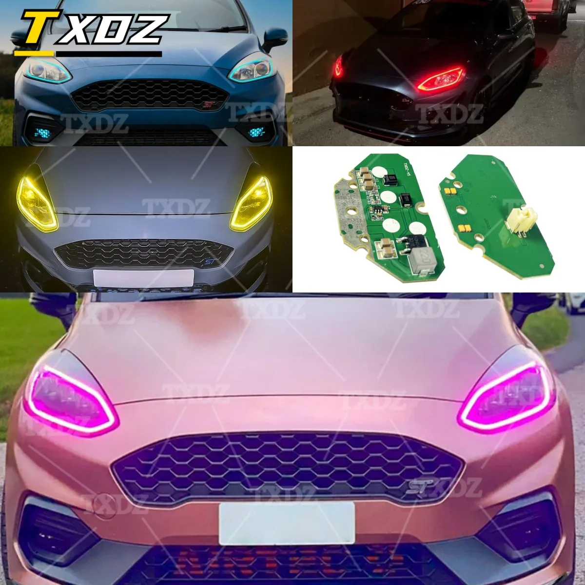 

Светодиодные платы DRL без RGB для Ford Fiesta MK8 2017-2022, Focus MK4, светодиодные фары H1BB-13D278-AC