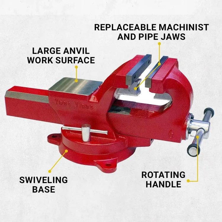 ADI-6-Heavy Duty Bench Vise, ferro dúctil assimétrico, Bench Vise, resistência à tração, 130.000 PSI