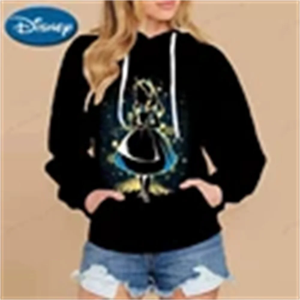 Meninos และ Meninas ส่วนบุคคล Disney Little Mermaid Princess moletons พร้อม capuz, Roupa preta, Harajuku Moda Hoodies