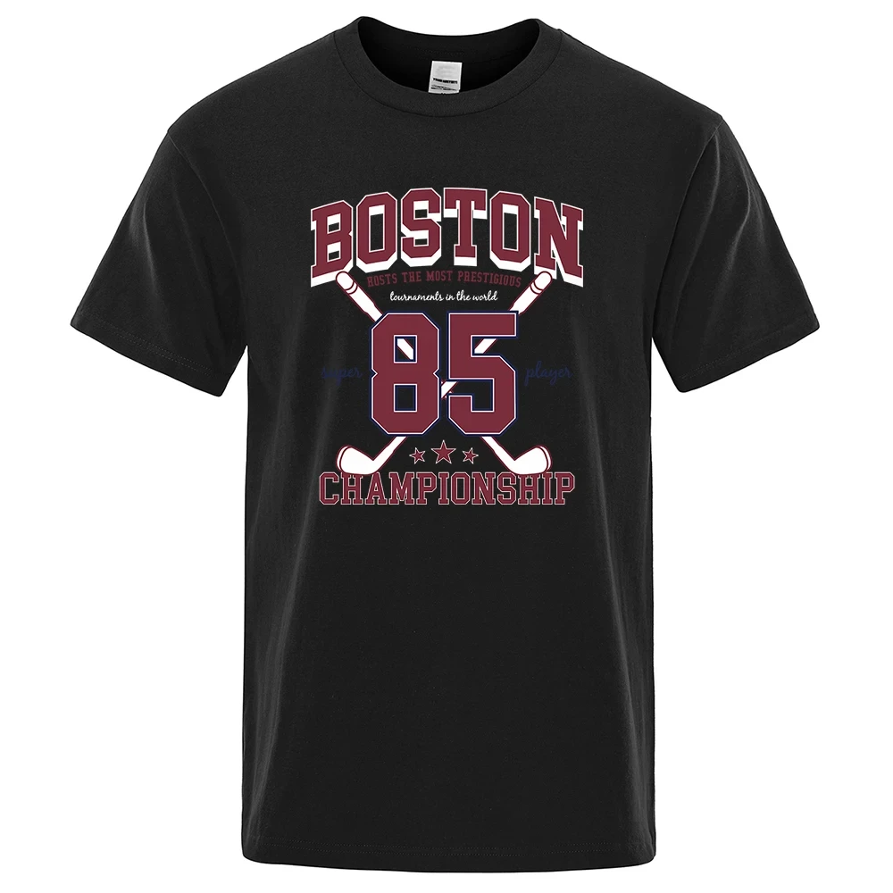 Boston 85 Players Championship Men Women Cotton O-Neck T Shirts Personality Loose Clothes Fashion Street T Shirts 64461