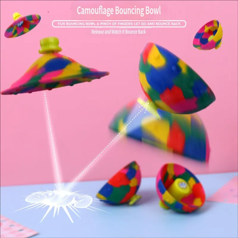 

Kids Colorful Camouflage Press Bounce Soft Bowl Children's Outdoor Sports Toy Dynamic Rubber Bounce Ball Throwing Fun Game