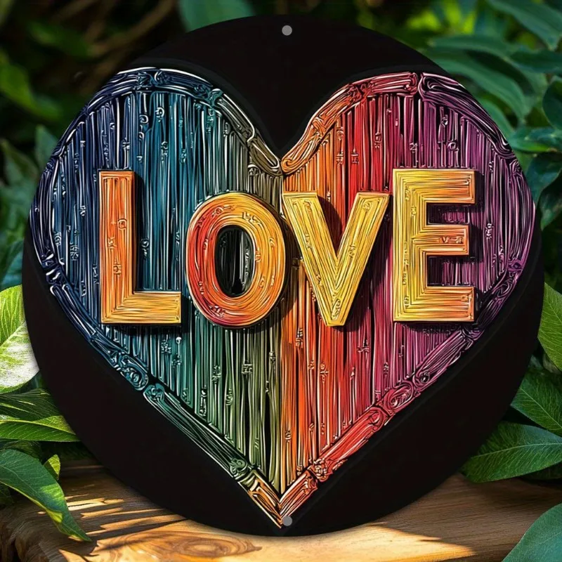 

Charming Round Aluminum Love-Themed Sign, Perfect for Home, Office, and Party Decor, Ideal Valentine's Day or Holiday Gift