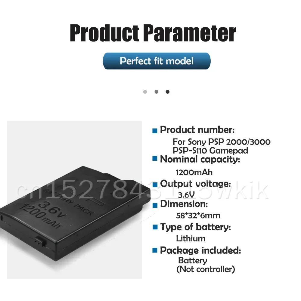 Bateria litowa do Sony PSP2000, PSP3000, PSP 1200, 3,6, 2000 V, 3000 sztuk, 1 PSP-S110