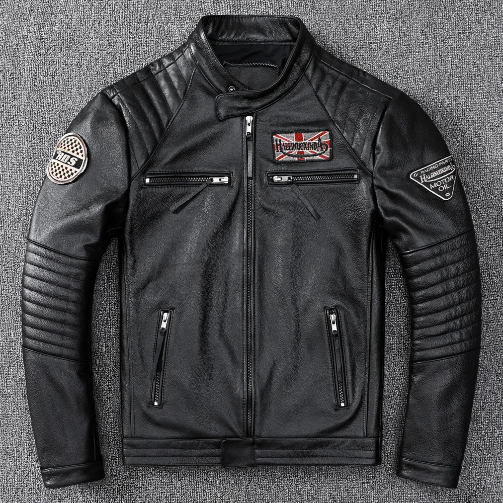 Mens Leather Jacket Autumn Men Clothing Handsome Motorcycle Jackets Two Colors Short Coats Kurtka Męska Skórzana Slim