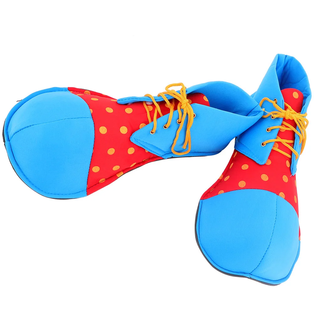 Costumes Blue and Red Stitching Clown Shoes Men Women White Cosplay Fabric Halloween Supplies