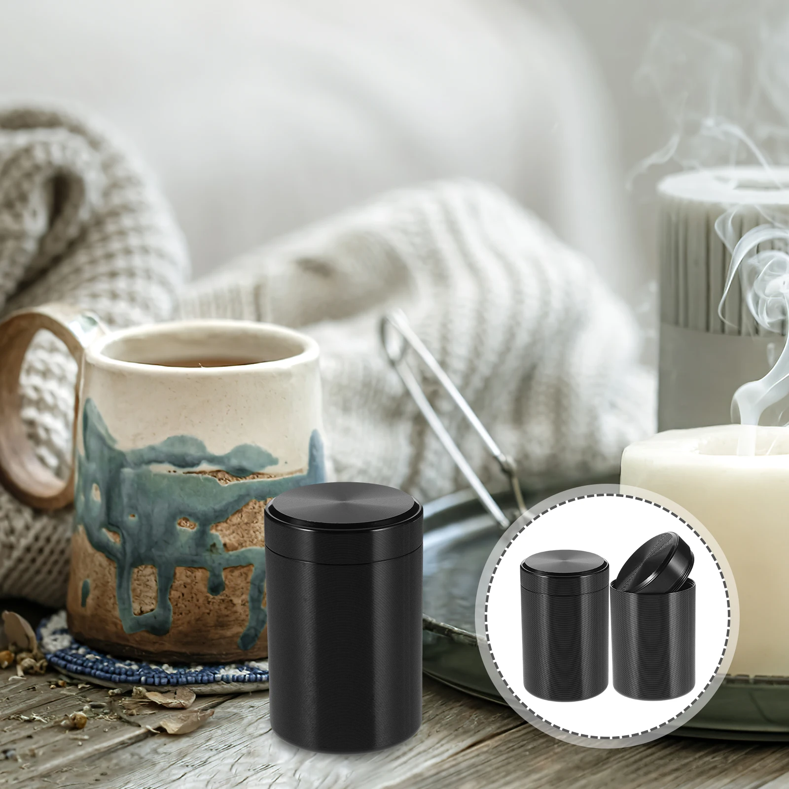 

2pcs Tea Canister Airtight Metal Storage Jars for Coffee Sugar Loose Tea Container Portable Travel Titanium Alloy Home Accessory