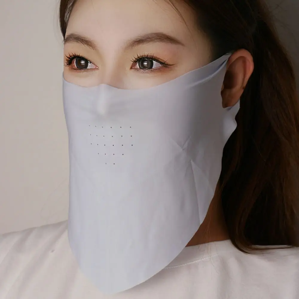 Solid Color Sunscreen Mask UV Protection Sun Proof Bib Ice Silk Mask Face Shield Face Cover Sunscreen Face Scarf Windproof