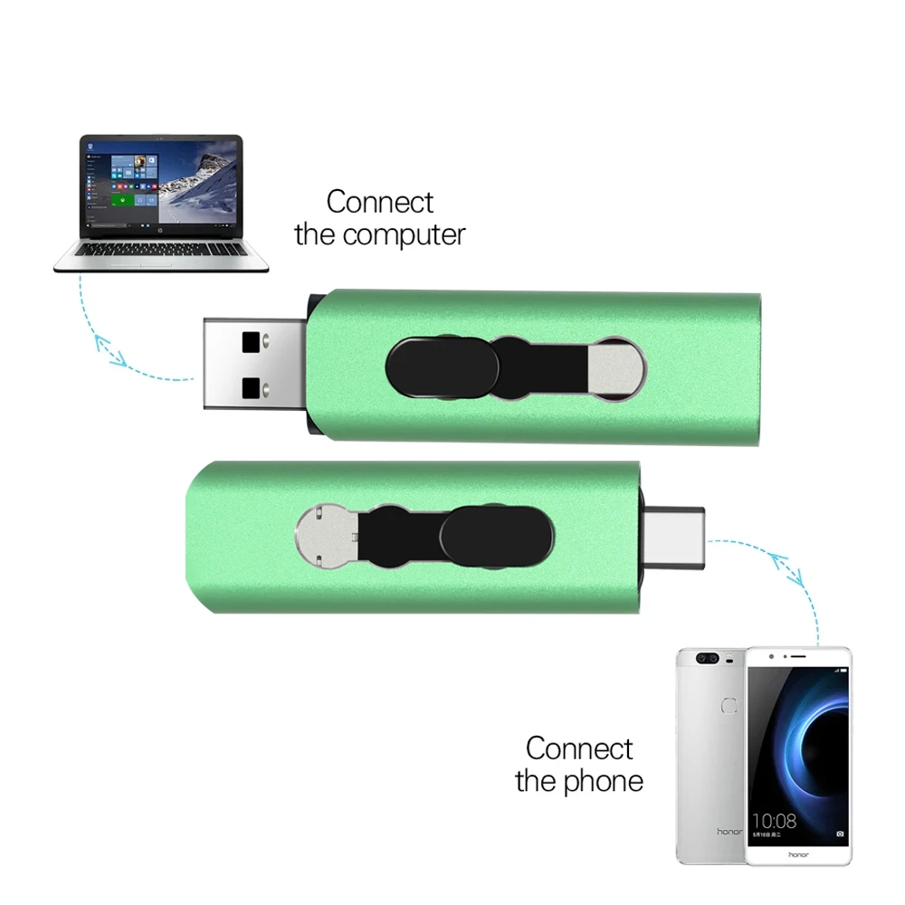 Clé USB 128 2 en 1 de type C pour ordinateur portable, support à mémoire de 4 Go 32 Go 64 Go 2.0 Go, OTG