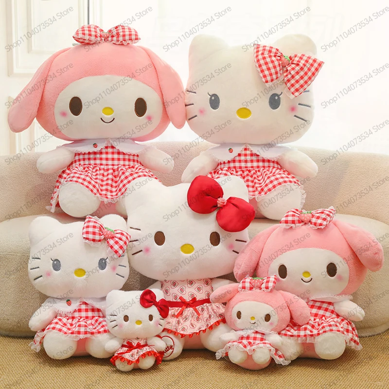 

Плюшевая игрушка Sanrio Hello Kitty, милая клубничная кукла My Melody, мягкая игрушка для детей и взрослых, подарок на день рождения, аниме-подушка для девочек