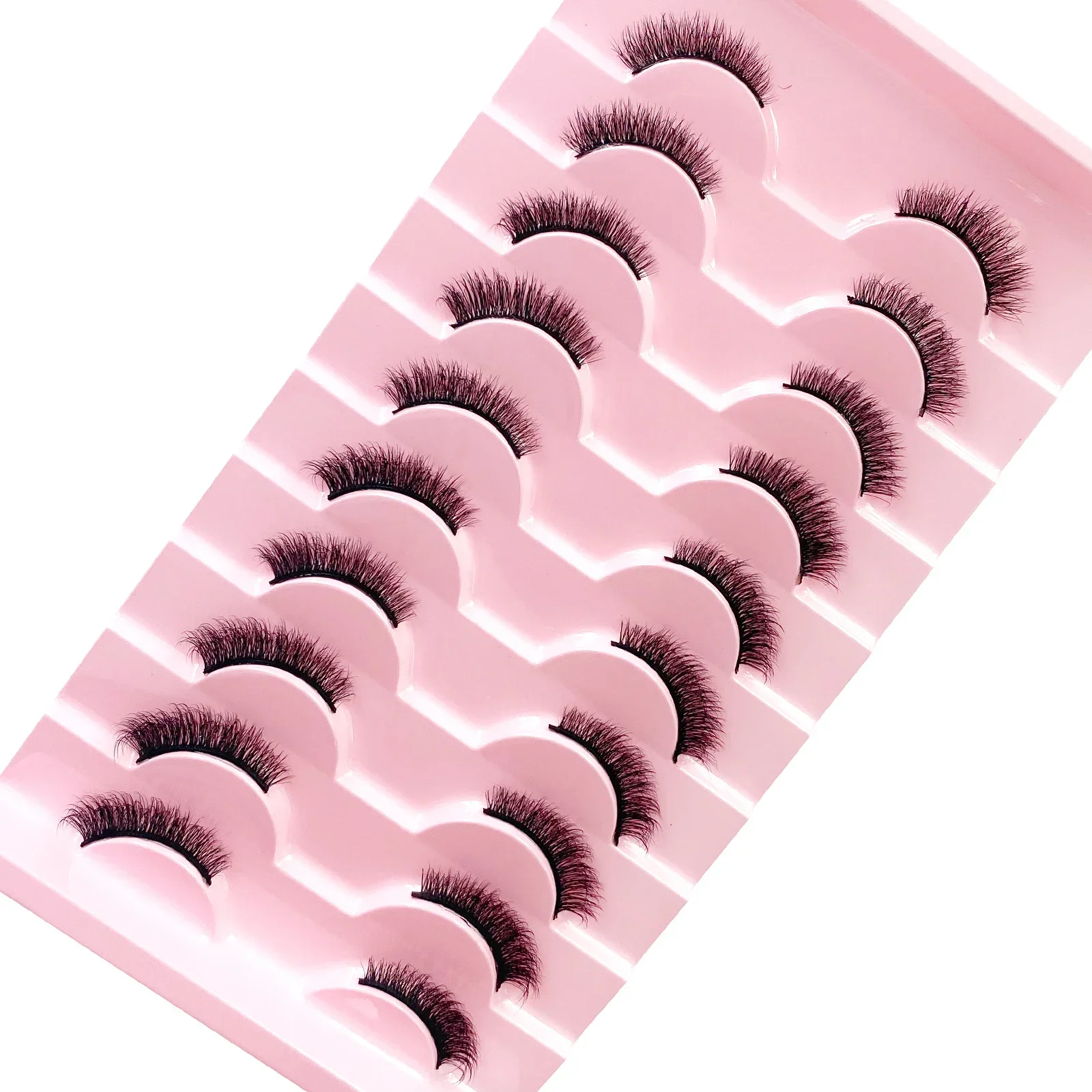 AMSDCN 3D Katzenaugen-Wimpern Halbwimpern 10 Paar Halbwimpern Natürlicher klarer Stiel Falsche Wimpernverlängerung Make-up Faux Cils Maquiag