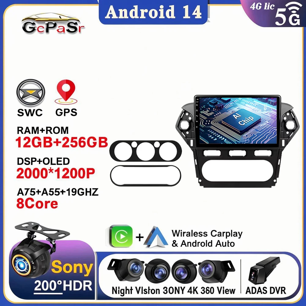 

Android 14 For Ford Mondeo 4 2010 - 2014 Car Radio Multimedia Video Player Navigation stereo GPS No 2din DVD Head Unit Screen