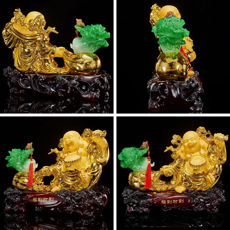 Maitreya Buddha Blessing and Wealth Ornament Home Decor Entrance Hall Housewarming Opening Gift Craft